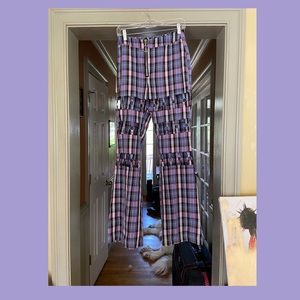 Lavender Plaid Habits Cut Out Pants